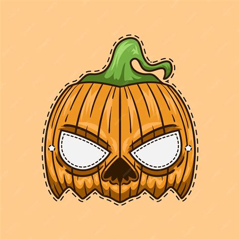 Premium Vector | Scary pumpkin halloween mask illustration