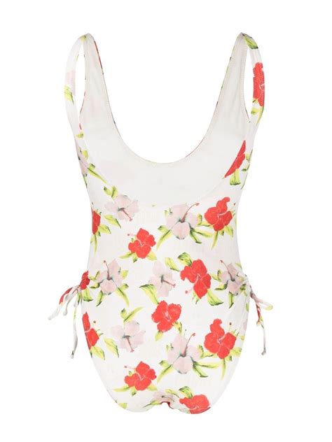 GANNI Floral Print Scoop Neck Swimsuit Farfetch