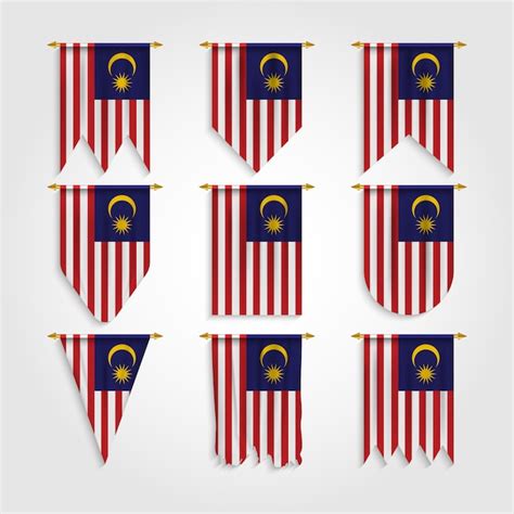 Premium Vector Malaysia Flag In Different Shapes Flag Of Malaysia In Various Shapes