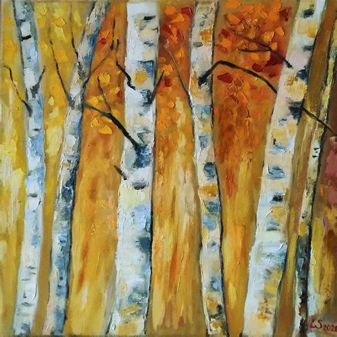 Birch Trees Painting Aspen Art Trees Artwork Forest Landscap Inspire Uplift