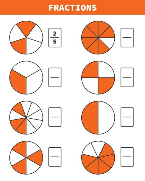 Vector Drawing Of Fractions Worksheet Vector Art At Vecteezy