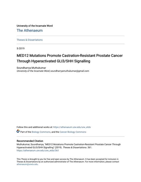 Med Mutations Promote Castration Resistant Prostate Cancer Through