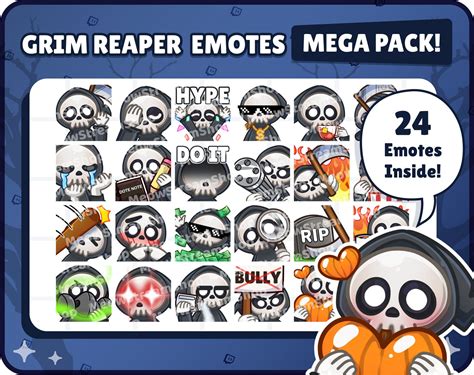 Twitch Emote Cute Grim Reaper Mega Pack 1 Emotes 24 Emotes Ready To