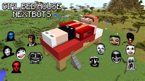 SURVIVAL GIRL BED HOUSE WITH 100 NEXTBOTS In Minecraft Gameplay