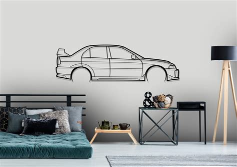 1994 Mitsubishi Evo 5 Detailed Silhouette Metal Wall Art Moto Vibes