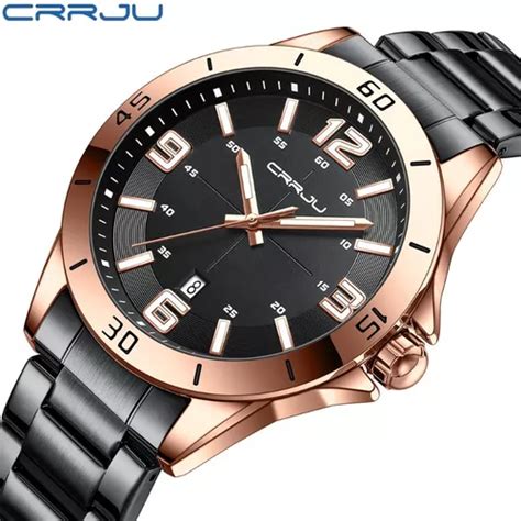 Reloj pulsera Crrju 5003 analógico para hombre fondo rose black con