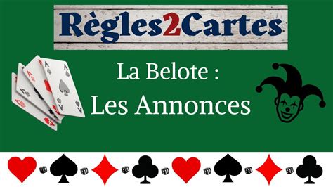 Règle de jeu Les Annonces à la Belote YouTube