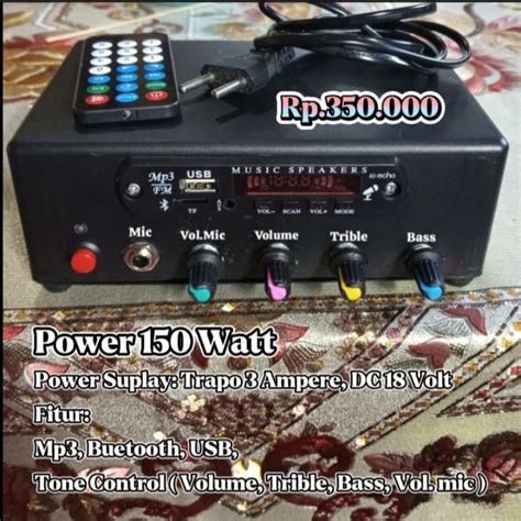 Jual Power 150 WattMp3 BluetootTone Control Volume Trible Bass Vol