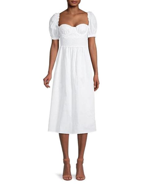 Weworewhat Weworewhat Puff Sleeve Midi Dress In White Lyst