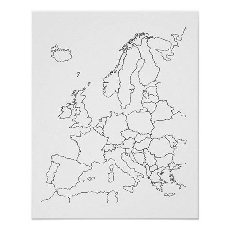 Europe Map Blank Outline Poster | Zazzle | Europe map, Map, Map outline