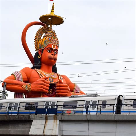 New Delhi Inde Juin Grande Statue De Lord Hanuman Pr S Du