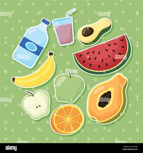 Healthy Lifestyle Set Of Fruits Stock Vector Image And Art Alamy