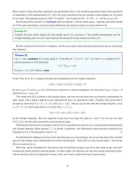 Solution Quotient Spaces The Baire Category Theorem And The Uniform