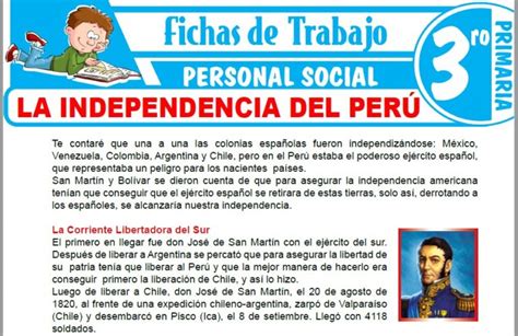 La Independencia Del Perú Para Tercero De Primaria Fichas De Trabajo