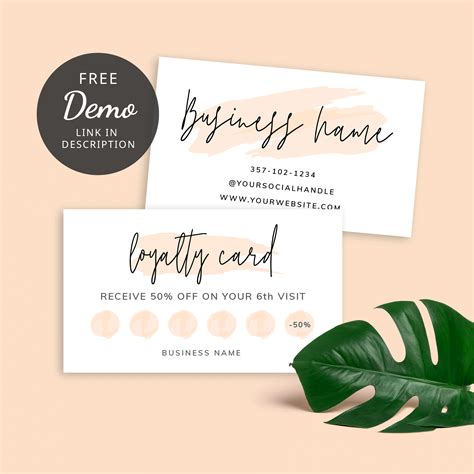 Feminine Loyalty Card Template Printable Beauty Salon Rewards Cards