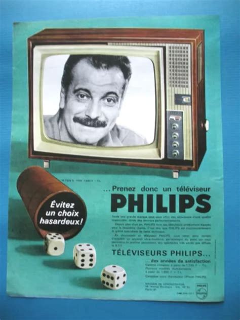 PUBLICITE DE PRESSE Philips Televiseur Georges Brassens Ad 1963 EUR 3