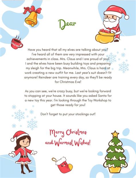 Free Printable Letter To Santa Letter From Santa Template Word Santa Letter Santa Letter