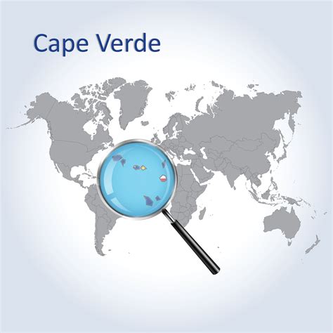 Magnified Map Cape Verde With The Flag Of Cape Verde Enlargement Of