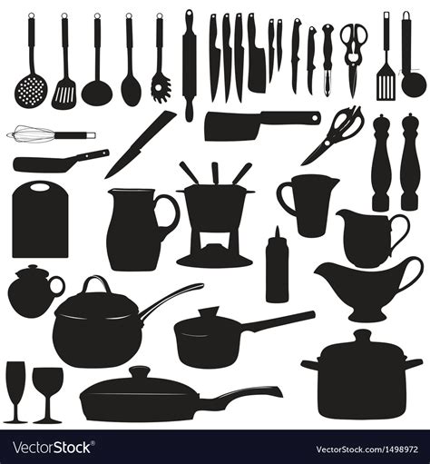 Kitchen Tools Silhouette Royalty Free Vector Image