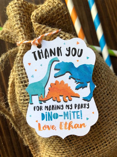 12 Dinosaur Birthday Favor Thank You Tags Thank You For Making My Party