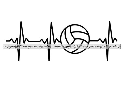 Volleyball Ball Heartbeat Ekg Pulse Svg Dxf Png Clipart Silhouette Cut