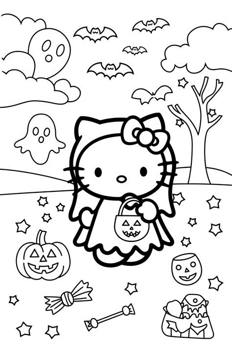 Spooky And Sweet Hello Kitty Halloween Coloring Pages 🎃 Hushverse In