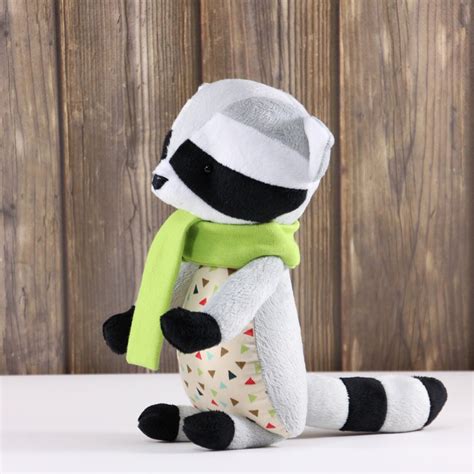 Stuffed Raccoon Animal With Green Scarf. Woodland Nursery Toys Decor ...