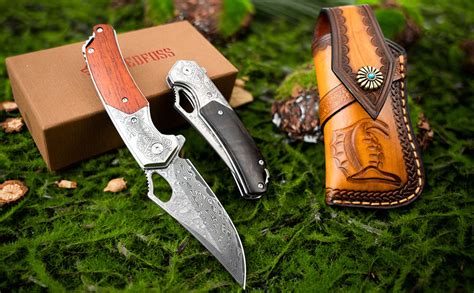 Amazon NedFoss Damascus Pocket Knives For Men Handmade Forged