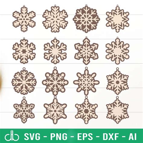 Snowflake Svg Bundle Snowflake Ornaments Svg Snowflakes Svg Etsy