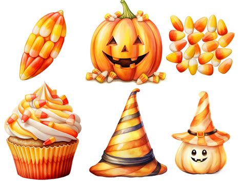 Candy Corn Clip Art, Halloween Candy Corn Clipart Bundle, Cute ...