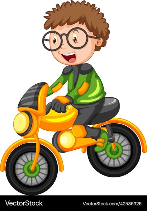 A Boy Riding Motocross Bike Cartoon Character Vector Image