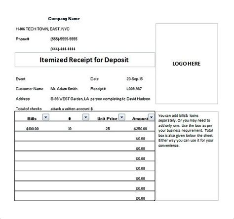 Itemized Receipt Sample Master Of Template Document