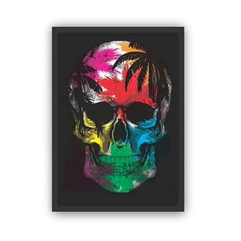 Quadro Decorativo Caveira Psicod Lica Moldura Em Madeira Tamanho