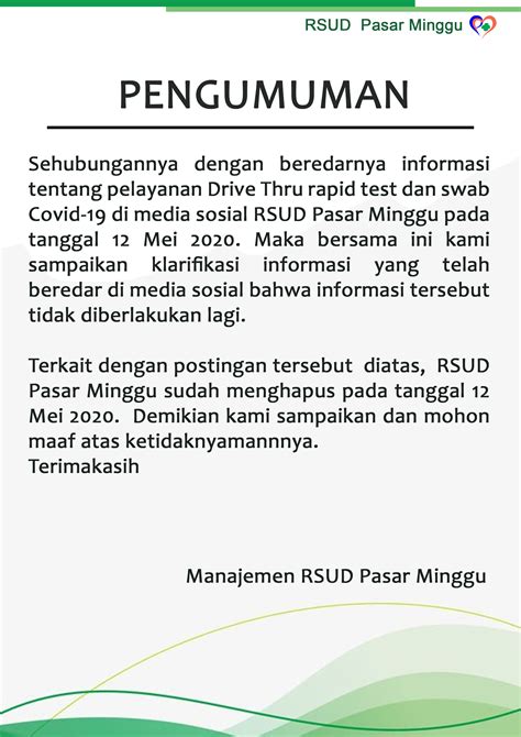 Detail Contoh Announcement Di Rumah Sakit Koleksi Nomer