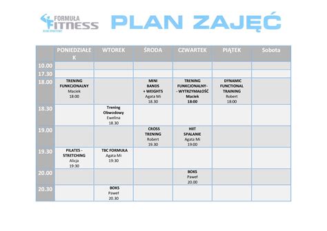 Plan Zaj Maj Formu A Fitness