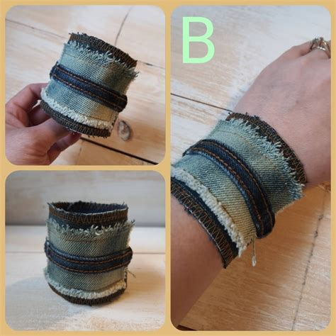 Upcycled Denim Cuff Bracelet Unique Cuff Bracelet Etsy