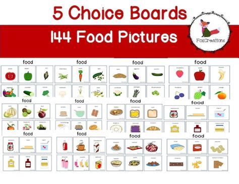 Food Choice Boards Visual Board Communication Special Needs Etsy