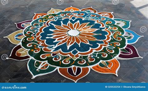 Vibrant Kolam Rangoli Design - Traditional Indian Art Stock Photo ...