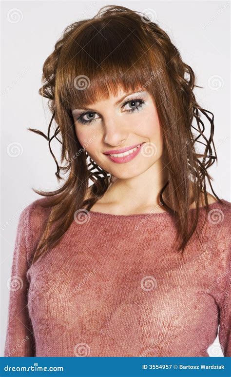 Brunette In Pink Stock Image Image Of Desire Isolated