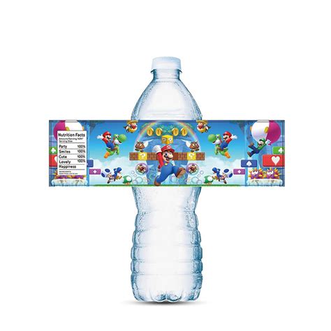 30Pcs Water Bottle Labels For Mario Birthday Party Supplies Mario