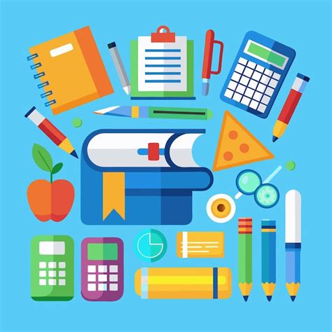 Premium Vector | A colorful drawing of a school supplies including a ...