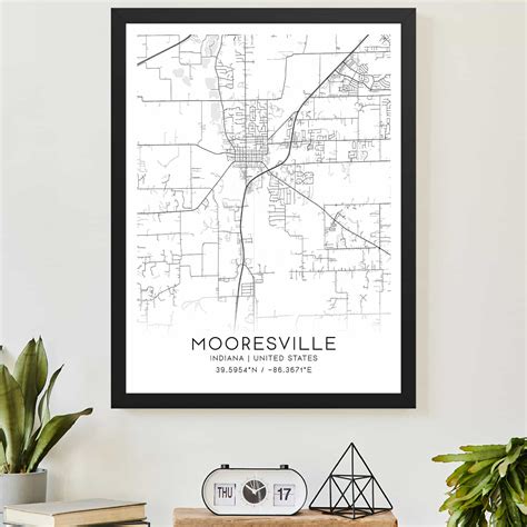 Mooresville Indiana Map Poster Modern Home Decor Wall Art Print Custom Maps And Posters