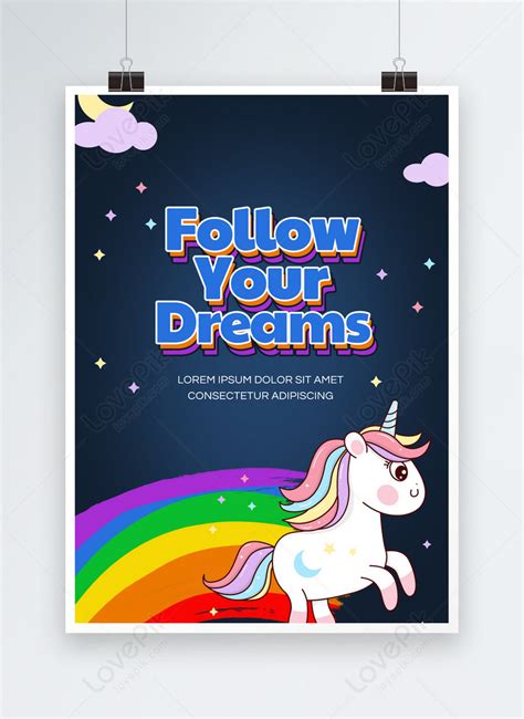 Follow the dream cartoon illustration poster template image_picture ...