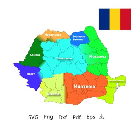 Romania Regions Map SVG, Vector Map of Romania Map in AI Format,pdf,dxf ...