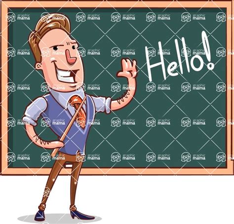 Cartoon Teacher Vector Character Starting A Lesson Graphicmama