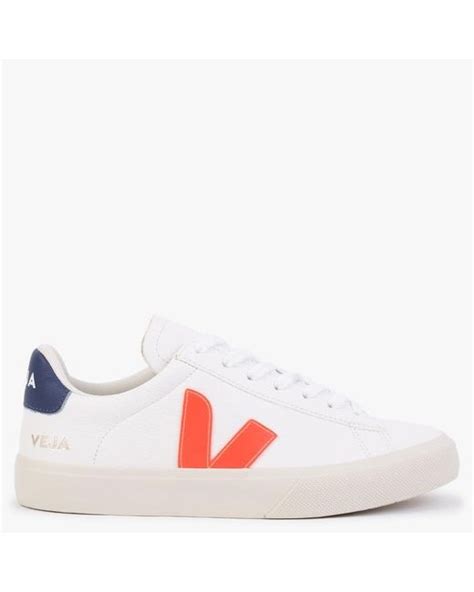 Veja Campo Chromefree Leather Extra White Orange Fluo Cobalt Trainers