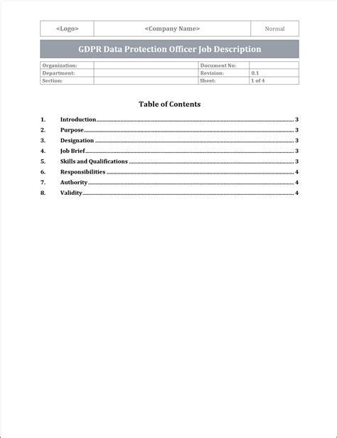 GDPR Data Protection Officer Job Description Template – IT Governance Docs