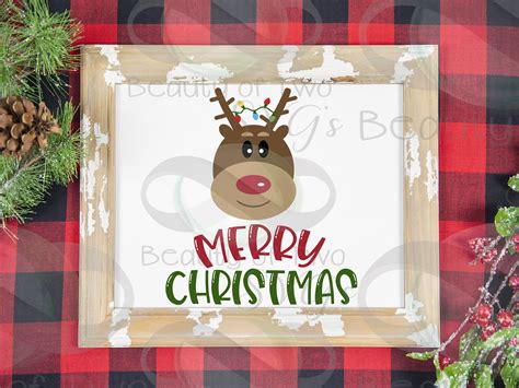 Svg Christmas Reindeer Svg Cut File And Png Merry Christmas Etsy