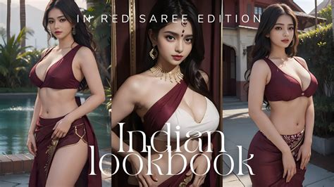 Sexy Indian Ai Lookbook Indian Girl In Red Saree Ai Lookbook Ai