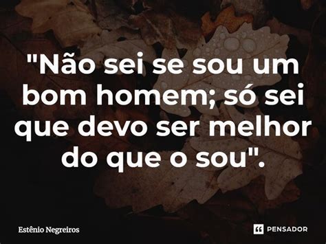 Não Sei Se Sou Um Bom Homem Estênio Negreiros Pensador